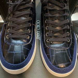 Jimmy Choo Portman Croc-Embossed Leather Sneaker